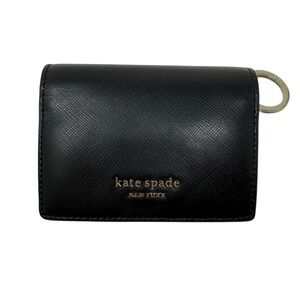 Kate Spade Black Small Bifold Saffiano Leather Wallet with Pink Interior